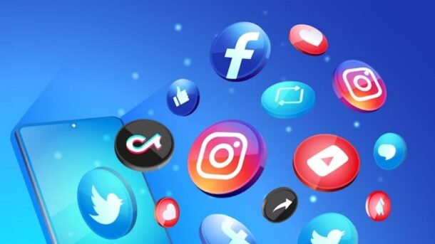 social media icons and smart phone