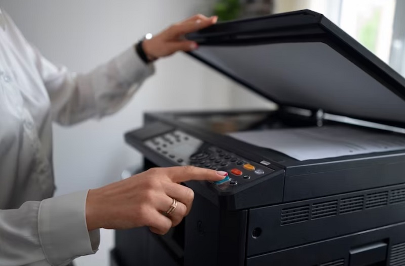 woman using a printer
