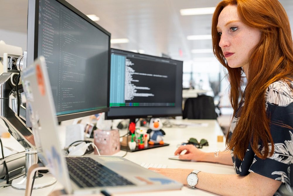 woman working on office